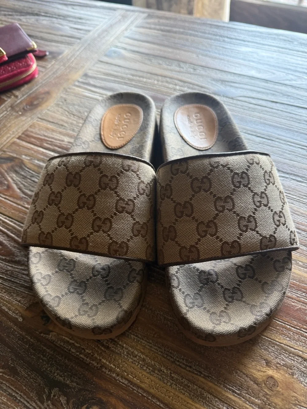 Gucci Brown Monogram Canvas Slide Sandals